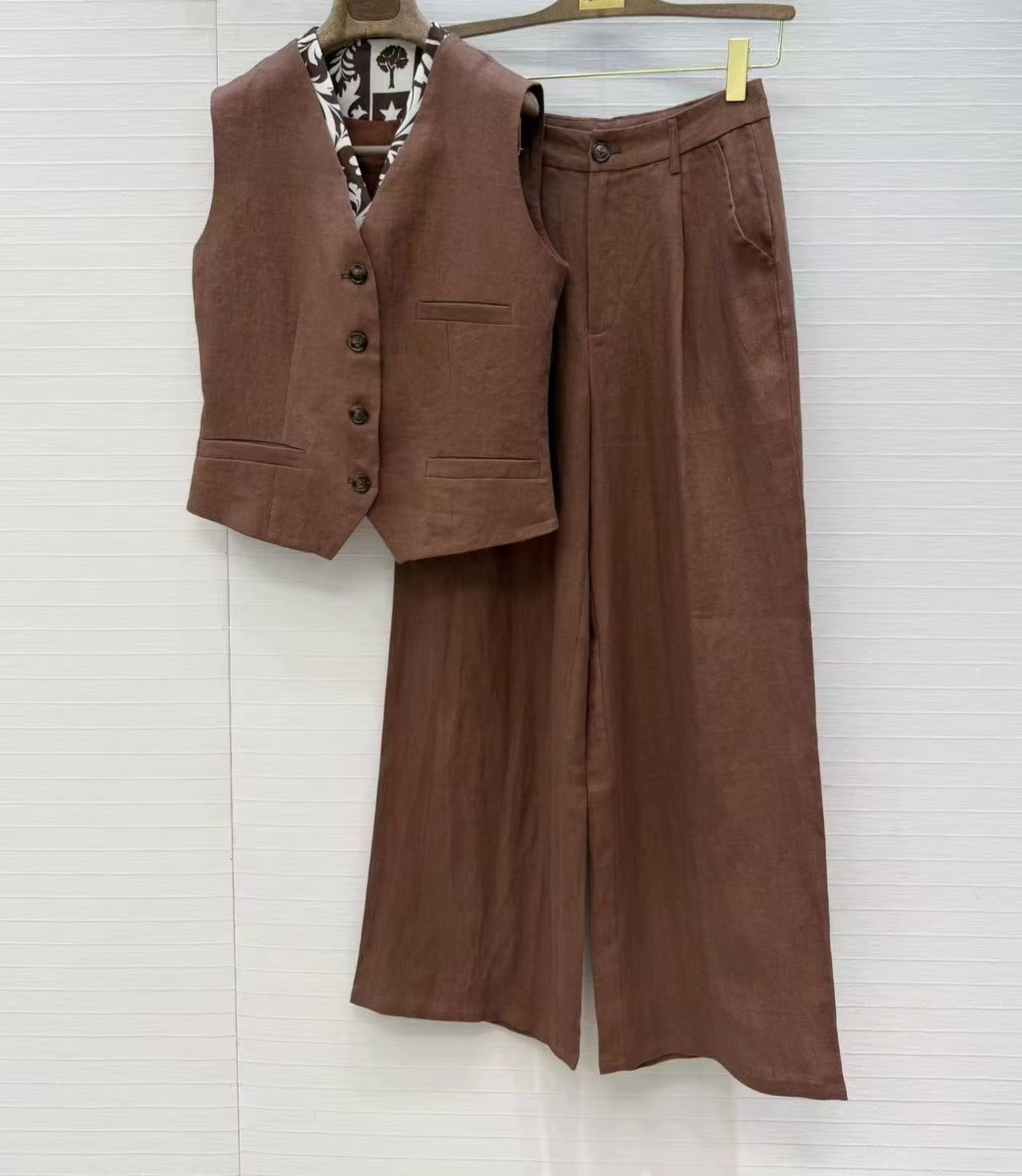 Linen Pant Wide - 첸노인의 린넨 캐주얼 투피스 프린트 패치