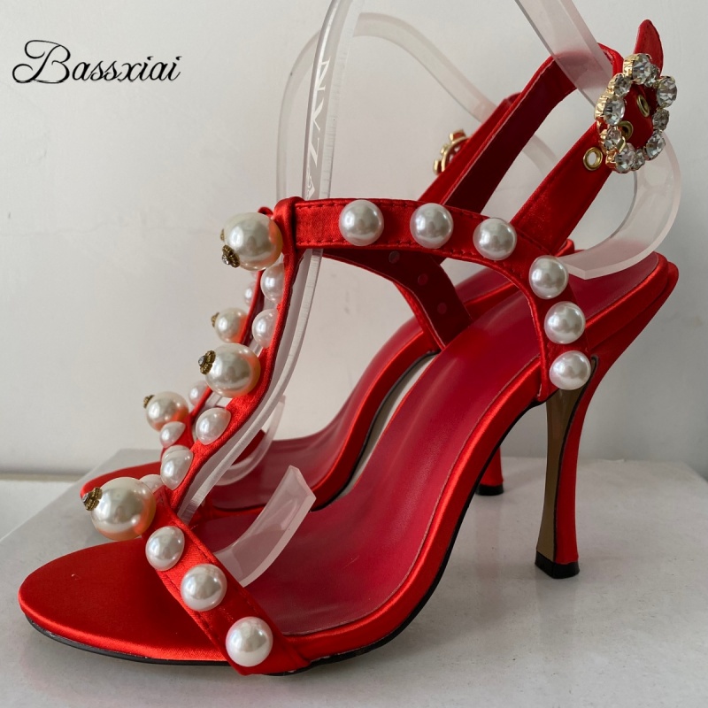 진주 장식 T 스트랩 스틸레토 힐 샌들 여성용 럭셔리  - Sandal Strappy Heeled 리뷰 및 가격