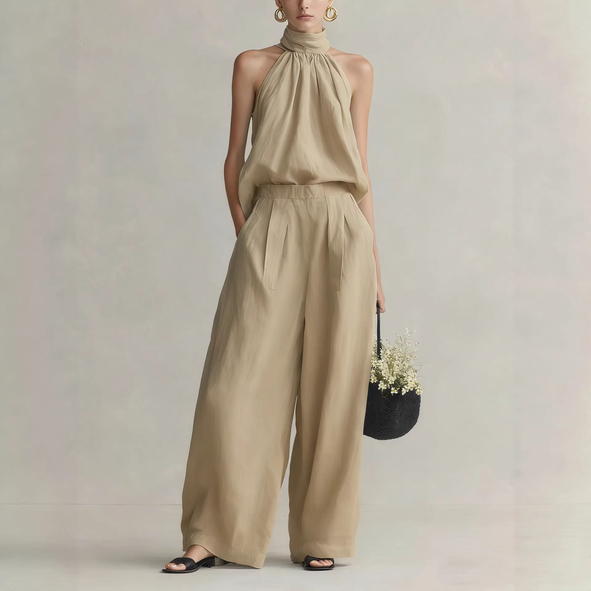 여성 2026 여름 신상 스타일 민소매 넥홀터탑 + 하 - Linen Pant Wide 리뷰 및 가격