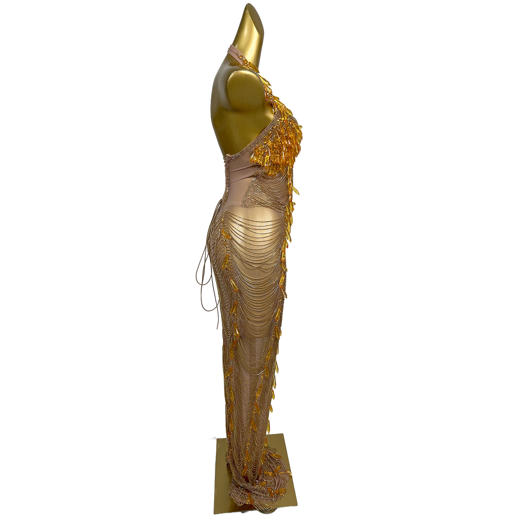 아이리시 여성용 럭셔리 골드 크리스탈 태슬 장식 홀터넥 - Maxi Dress Halter 리뷰 및 가격