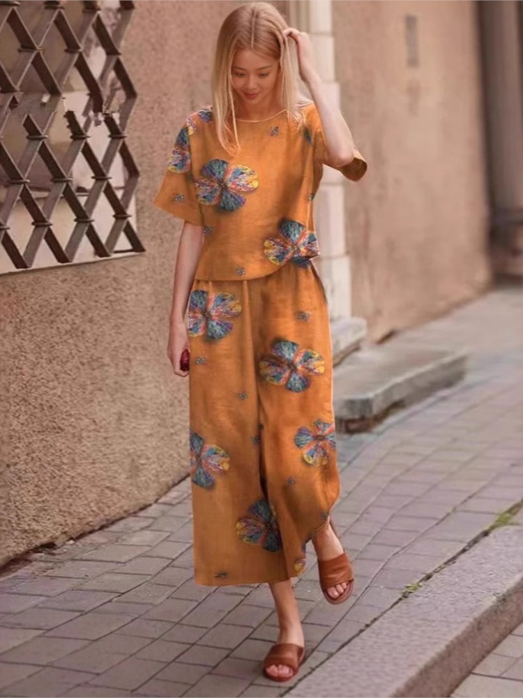 2025 봄 여름 뉴 플러스 사이즈 2 피스 세트 여성 - Linen Pant Wide 리뷰 및 가격